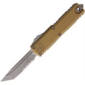 Microtech 1233411APTA Auto UTX-85 Gen IV OTF Apocalyptic Part Serrated Tanto Tan Aluminum Handle