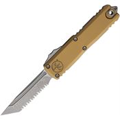 Microtech 1233412APTA Auto UTX-85 Gen IV OTF Apocalyptic Serrated Tanto Tan Aluminum Handle