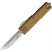 Microtech 1233412TA Auto UTX-85 Gen IV OTF Stonewash Serrated Tanto Tan Aluminum Handle