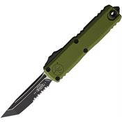 Microtech 123342OD Auto UTX-85 Gen IV OTF Two-Tone Part Serrated Tanto OD Green Aluminum Handle