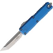 Microtech 1233411BL Auto UTX-85 Gen IV OTF Stonewash Part Serrated Tanto Blue Aluminum Handle