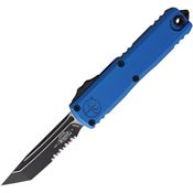Microtech 123342BL Auto UTX-85 Gen IV OTF Two-Tone Part Serrated Tanto Blue Aluminum Handle