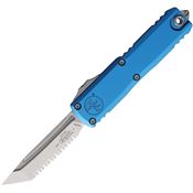 Microtech 1233412BL Auto UTX-85 Gen IV OTF Stonewash Serrated Tanto Blue Aluminum Handle