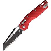 Microtech 2103FLRD MSI Ram-Lok Two-Tone Serrated Sheepsfoot Red Fluted Aluminum Handle
