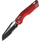 Microtech 2102FLRD MSI Ram-Lok Two-Tone Part Serrated Sheepsfoot Red Fluted Aluminum Handle