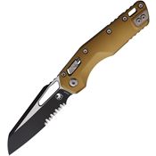 Microtech 2102TA MSI Ram-Lok Two-Tone Part Serrated Sheepsfoot Tan Aluminum Handle