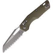 Microtech 21012APFLGTO MSI Ram-Lok Apocalyptic Serrated Sheepsfoot OD Green Fluted Aluminum Handle