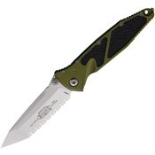 Microtech 16112OD Socom Elite Linerlock Stonewash Serrated Tanto OD Green Aluminum Handle