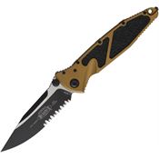 Microtech 1602TA Socom Elite Linerlock Two-Tone Part Serrated Tan Aluminum Handle