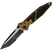Microtech 1612TA Socom Elite Linerlock Two-Tone Part Serrated Tanto Tan Aluminum Handle
