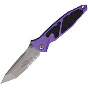 Microtech 16111APPU Socom Elite Linerlock Apocalyptic Part Serrated Tanto Purple Aluminum Handle