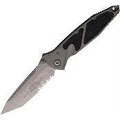 Microtech 16111APNC Socom Elite Linerlock Apocalyptic Part Serrated Tanto Gray Aluminum Handle