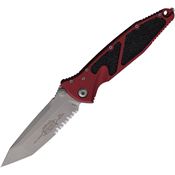 Microtech 16111APMR Socom Elite Linerlock Apocalyptic Part Serrated Tanto Merlot Aluminum Handle