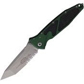 Microtech 16111APEG Socom Elite Linerlock Apocalyptic Part Serrated Tanto Emerald Green Aluminum Handle