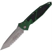 Microtech 16112APEG Socom Elite Linerlock Apocalyptic Serrated Tanto Emerald Green Aluminum Handle