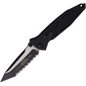 Microtech 1613T Socom Elite Linerlock Two-Tone Serrated Tanto Black Aluminum Handle