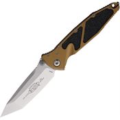 Microtech 16110TA Socom Elite Linerlock Stonewash Tanto Tan Aluminum Handle