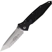 Microtech 16112 Socom Elite Linerlock Stonewash Serrated Tanto Black Aluminum Handle
