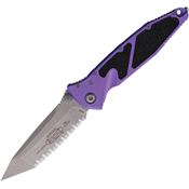 Microtech 16112APPU Socom Elite Linerlock Apocalyptic Serrated Tanto Purple Aluminum Handle