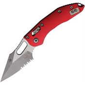 Microtech 18652 Stitch Ram Lok Apocalyptic Part Serrated Red Fluted Aluminum Handle