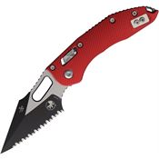 Microtech 19455 Stitch Ram Lok Two-Tone Serrated Red Fluted Aluminum Handle