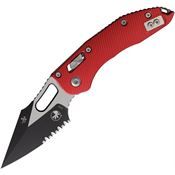 Microtech 19445 Stitch Ram Lok Two-Tone Part Serrated Red Fluted Aluminum Handle