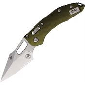 Microtech 16793 Stitch Ram Lok Stonewash Part Serrated OD Green Fluted Aluminum Handle