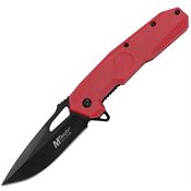 Mtech A2022RD Black Oxide Drop Point Linerlock Knife A/O Red Handle