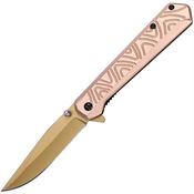 Mtech A2036BN Bronze TiNi Clip Point Linerlock Knife A/O Tan Handle