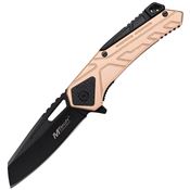 Mtech A2001TB Black Oxide Sheepsfoot Linerlock Knife A/O Tan and Black Handle