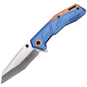 Mtech A2034BL Satin Linerlock Knife A/O Blue and Orange Handle
