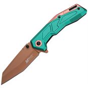 Mtech A2034GN Bronze TiNi Linerlock Knife A/O Green and Tan Handle