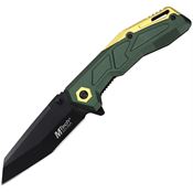 Mtech A2034OD Black Oxide Linerlock Knife A/O OD Green and Gold Handle