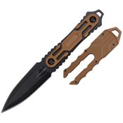 Tac Force FIX124BN Black Oxide Dagger Fixed Blade Knife Brown ABS Handle