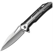 Mtech A2051BK Black Satin Linerlock Knife A/O Silver Handle