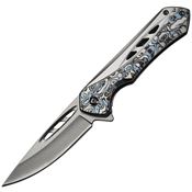 Mtech A2052BL Blue Satin Linerlock Knife A/O Blue and Silver Handle