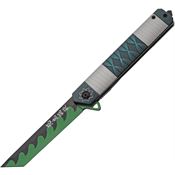 Rite Edge 300614SS Shinazugawa Assisted Opening Tanto Linerlock Knife Gray and Green Handle