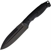 S-TEC 25146BK Black Spear Point Fixed Blade Knife Black Nylon Handle
