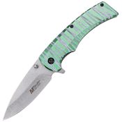 Mtech A2030GN Stonewash Drop Point Linerlock Knife A/O Green Handle