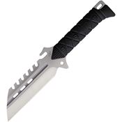 S-TEC 25147SL Satin Sawback Wharncliffe Fixed Blade Knife Black Synthetic Handle