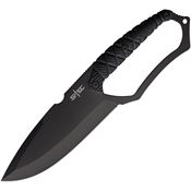 S-TEC 25148BK Black Spear Point Fixed Blade Knife Black Synthetic Handle