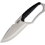 S-TEC 25148SL Satin Spear Point Fixed Blade Knife Black Synthetic Handle
