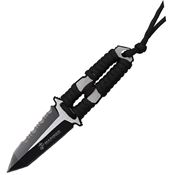 USMC FIX3013BK Two-Tone Part Serrated Tanto Fixed Blade Knife BlackBlack Cord Handle