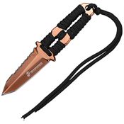 USMC FIX3013TN Tan TiNi Part Serrated Tanto Fixed Blade Knife Black Cord Handle