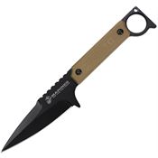 USMC FIX3005TN Black Oxide Spear Point Fixed Blade Knife Tan Nylon Handle
