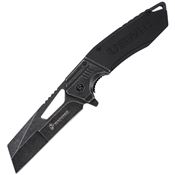 USMC A3008BK Assist Open Black Stonewash WharnCliffe Linerlock Knife Black G10 Handle