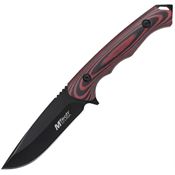 Mtech FIX006BN Black Drop Point Fixed Blade Knife Black and Red Micarta Handle