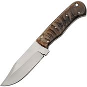 Pakistan 203534 Satin Sandvik Clip Point Fixed Blade Knife Ram's Horn Handle