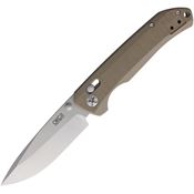 Ontario 9006 Corporal Stonewash Drop Point Crossbar Lock Knife Tan G10 Handle