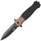 USMC 3011G10 Black Oxide Spear Point Linerlock Knife Blk/Tan G10 Handle